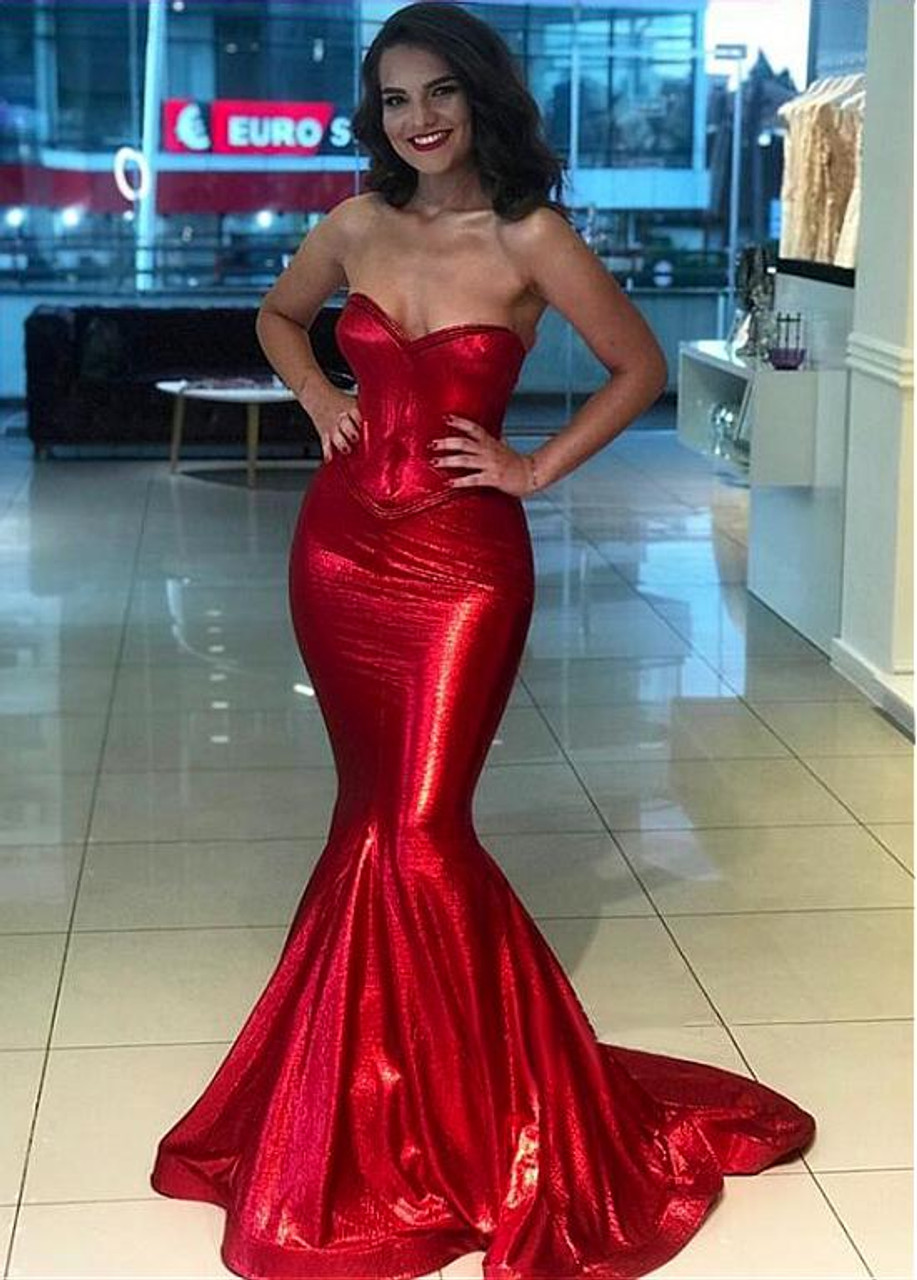 Red Sweetheart Neckline Mermaid Prom ...